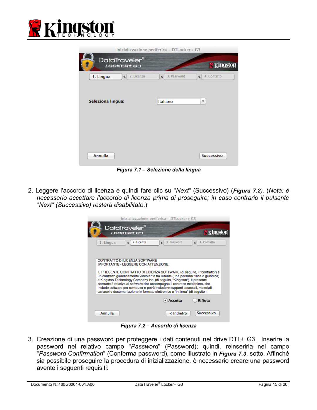 Kingston Technology DTLPG3 manual Figura 7.1 Selezione della lingua 