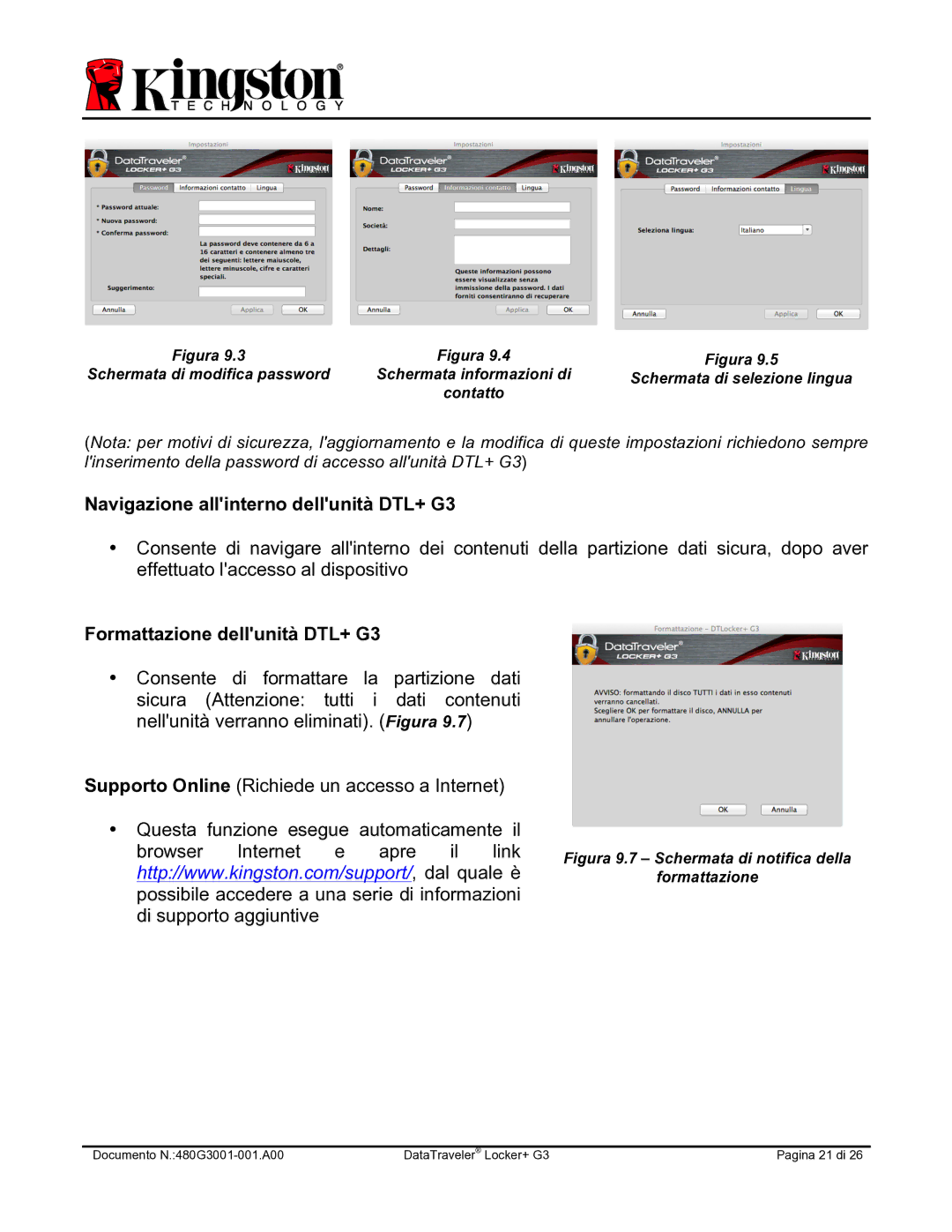 Kingston Technology DTLPG3 manual Figura 9.7 Schermata di notifica della Formattazione 