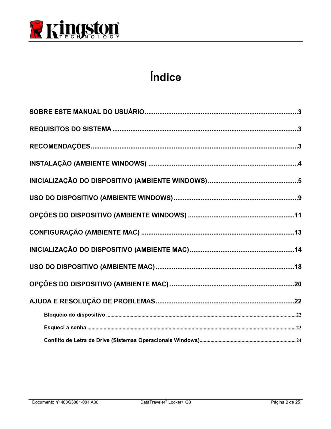 Kingston Technology DTLPG3 manual Índice 