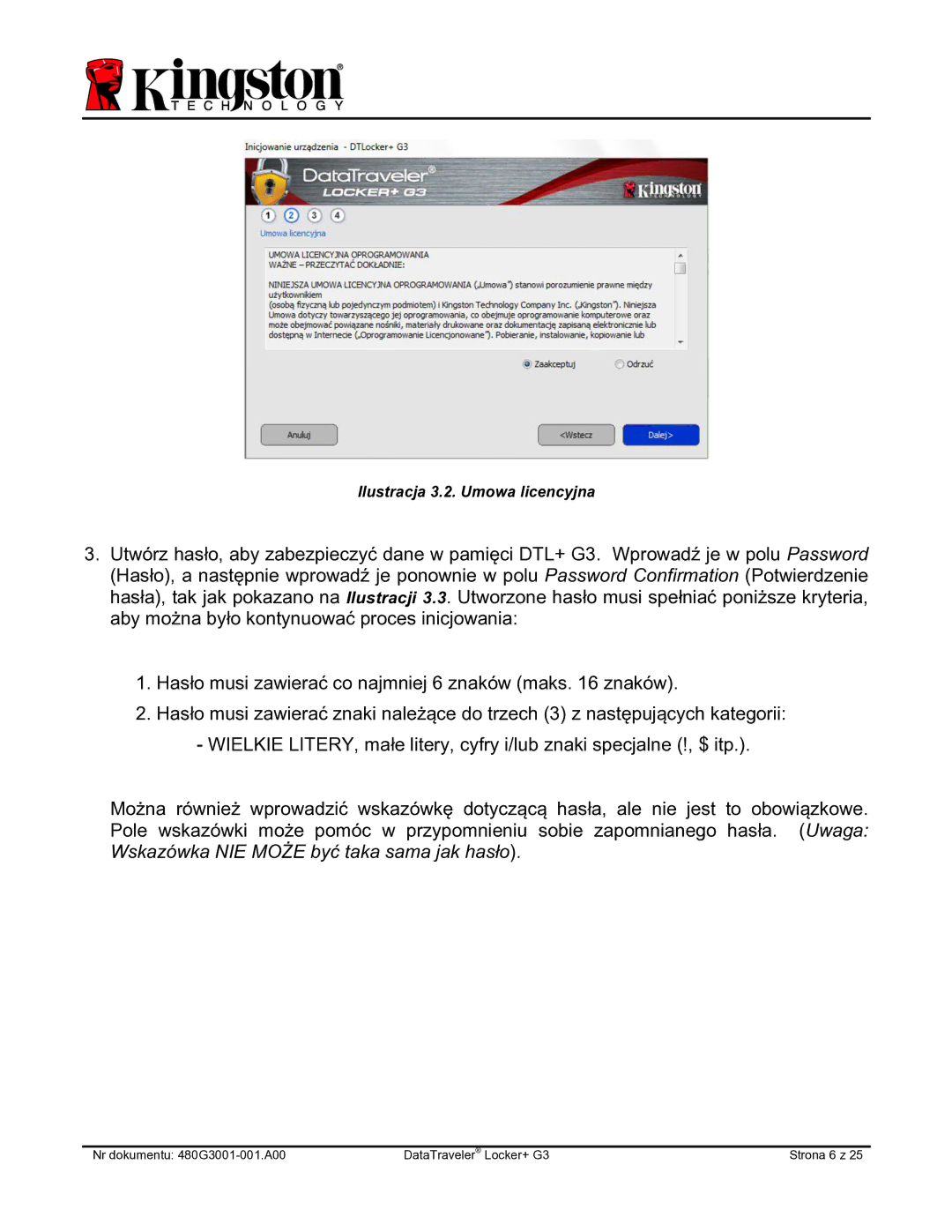 Kingston Technology DTLPG3 manual Ilustracja 3.2. Umowa licencyjna 