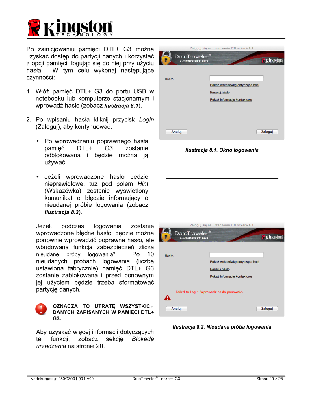 Kingston Technology DTLPG3 manual Zostanie 