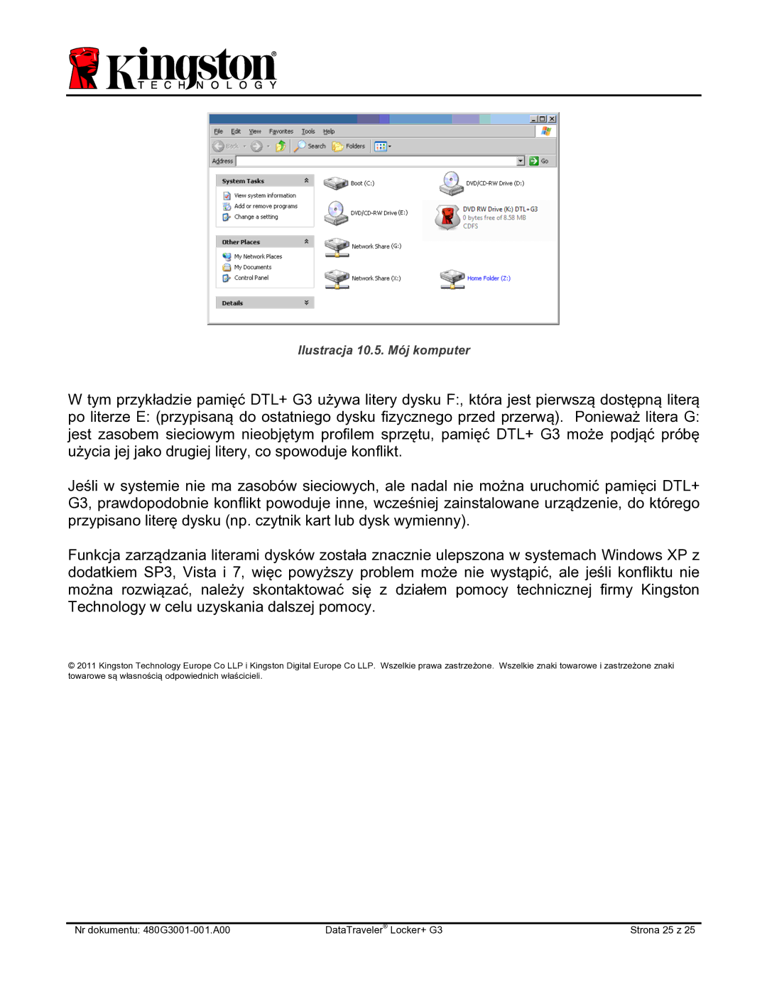 Kingston Technology DTLPG3 manual Ilustracja 10.5. Mój komputer 