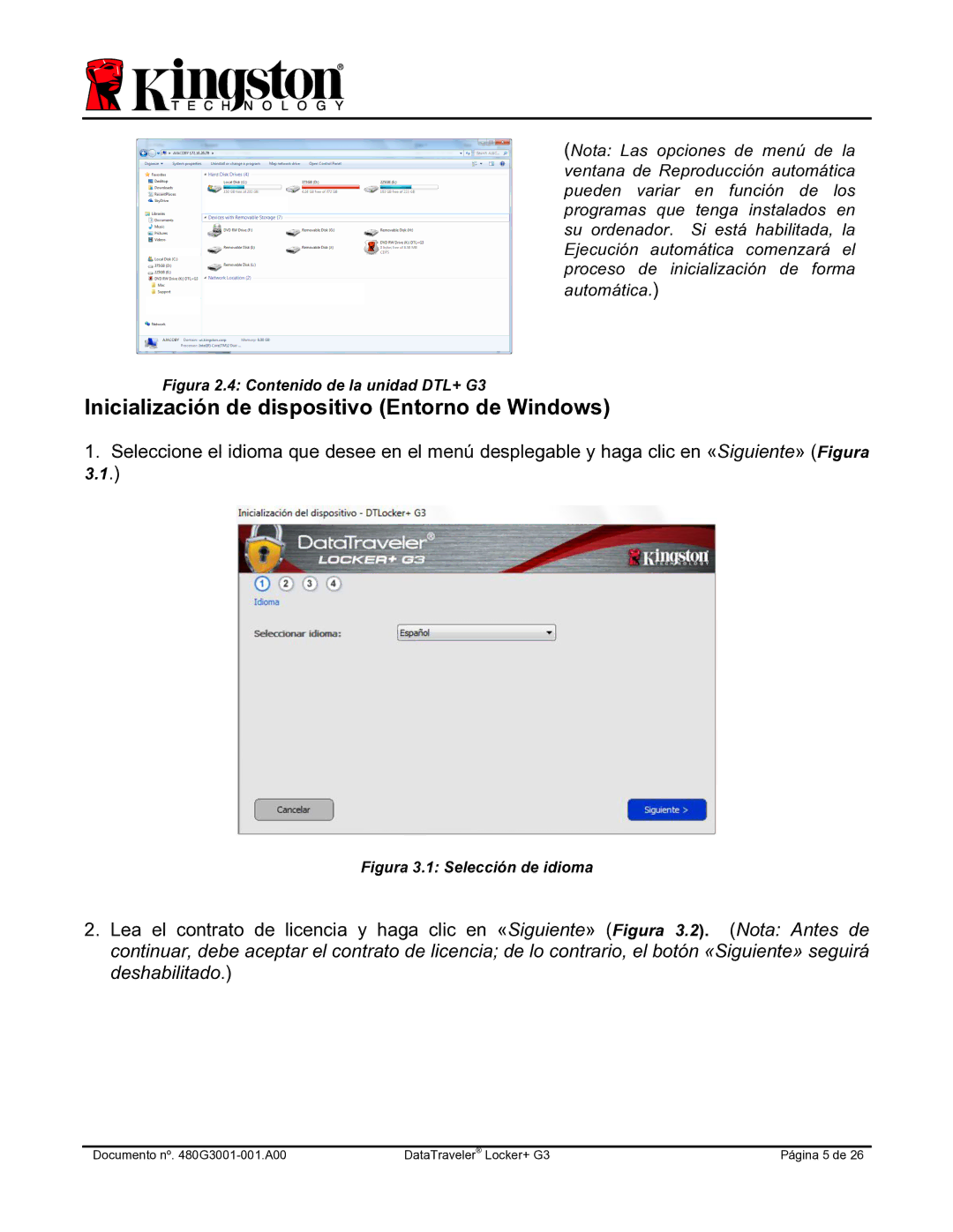 Kingston Technology DTLPG3 Inicialización de dispositivo Entorno de Windows, Figura 2.4 Contenido de la unidad DTL+ G3 