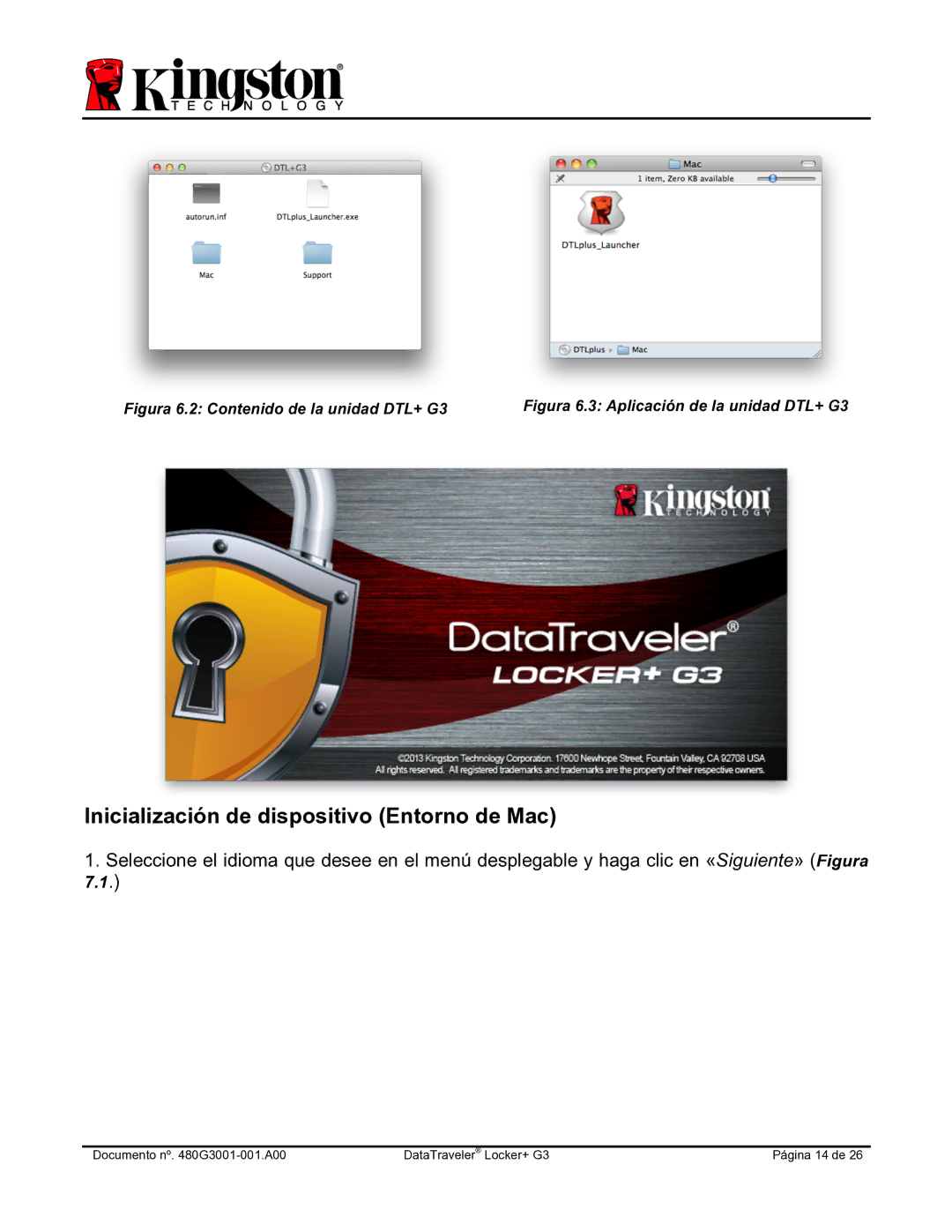 Kingston Technology DTLPG3 manual Inicialización de dispositivo Entorno de Mac, Figura 6.2 Contenido de la unidad DTL+ G3 