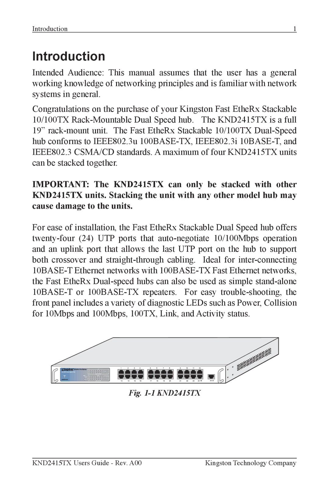 Kingston Technology KND2415TX manual Introduction 