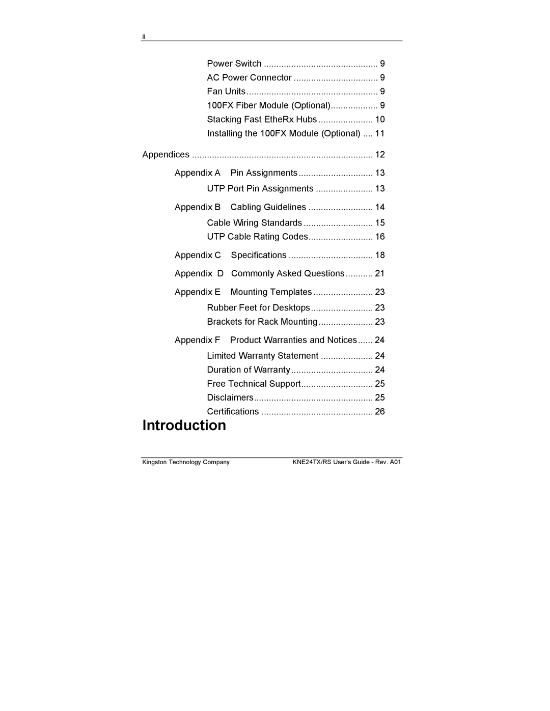 Kingston Technology KNE24TX/RS, KNE12TX/RS, KNE8TX/RS manual Introduction 