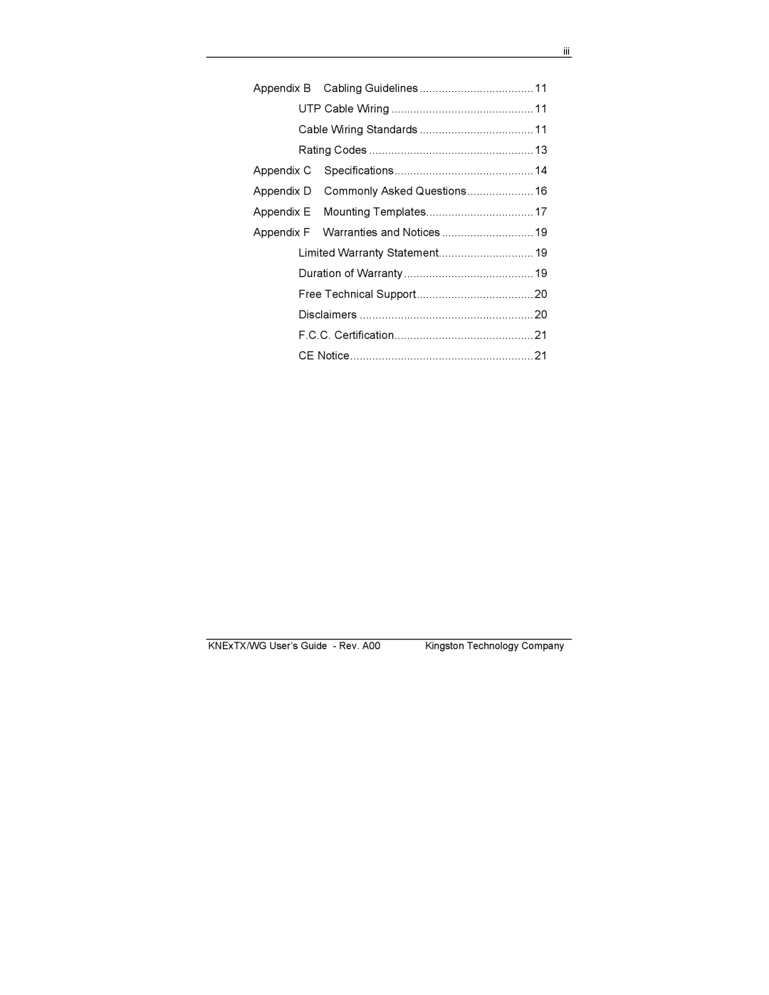 Kingston Technology KNE8TX/WG manual Iii 