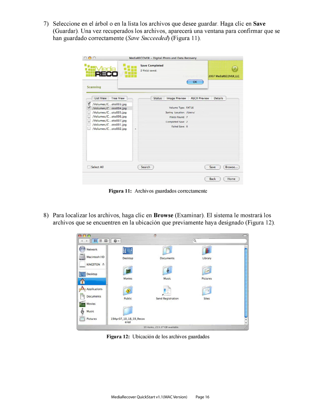 Kingston Technology v2.1 1 quick start Figura 11 Archivos guardados correctamente 