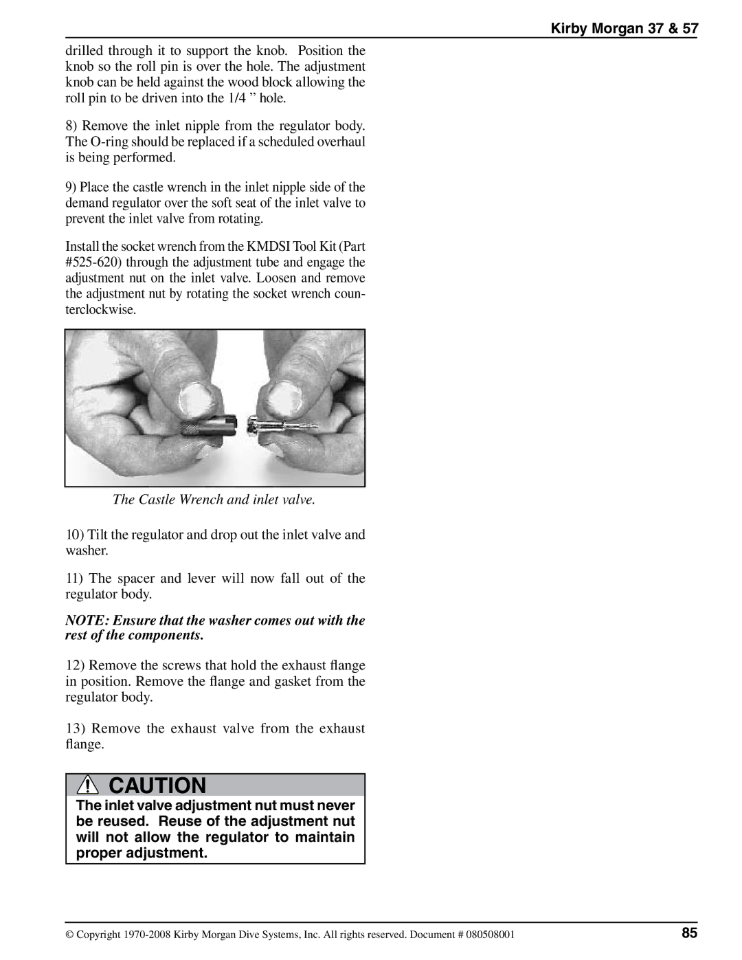 Kirby 37 appendix Castle Wrench and inlet valve 