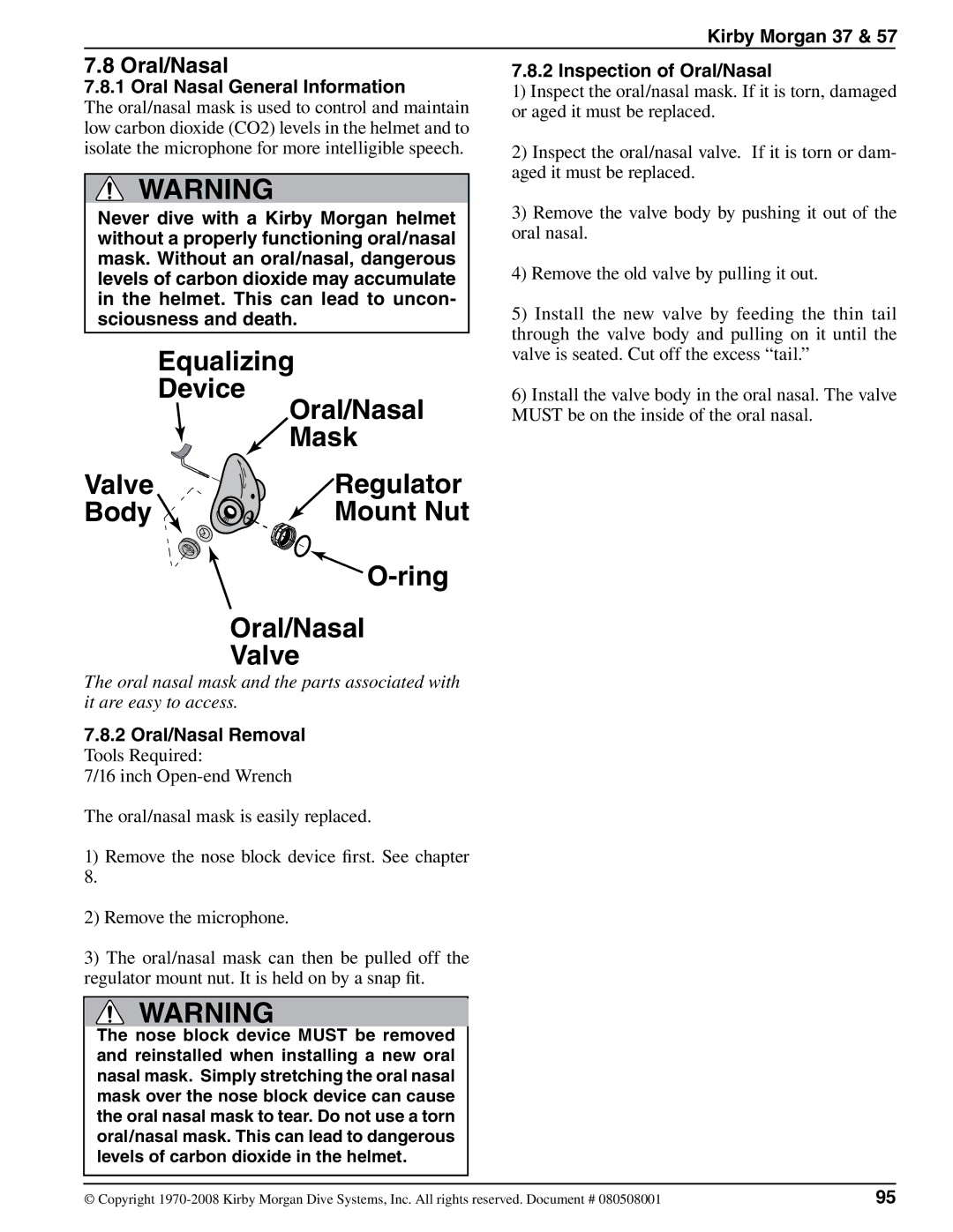 Kirby 37 appendix Oral Nasal General Information, Oral/Nasal Removal, Inspection of Oral/Nasal 