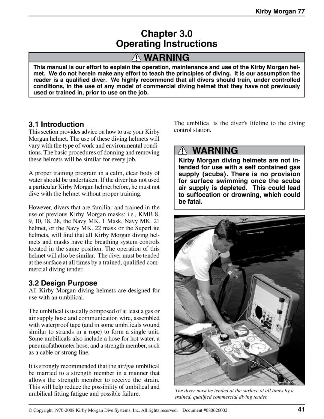 Kirby 77 operating instructions Introduction, Design Purpose, Kirby Morgan 