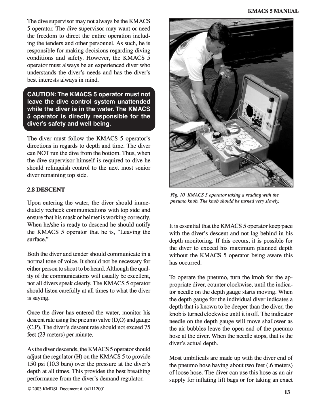 Kirby Air Control System manual Descent, KMACS 5 MANUAL 