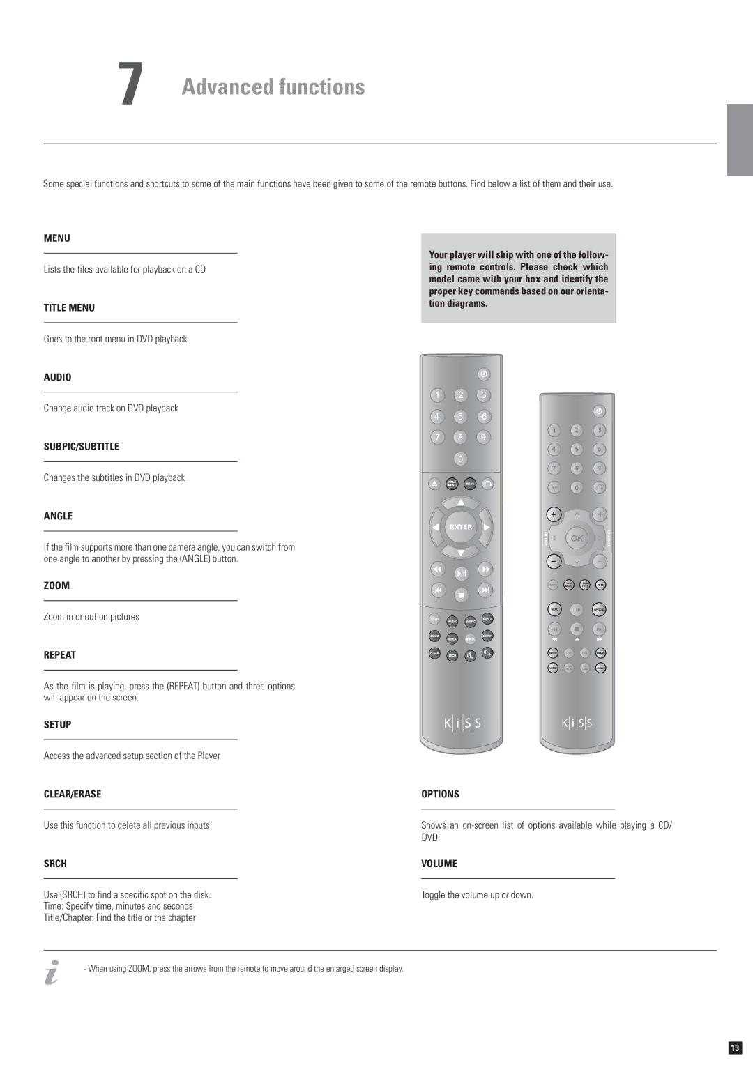 KiSS Networked Entertainment DP-1100 manual Advanced functions 