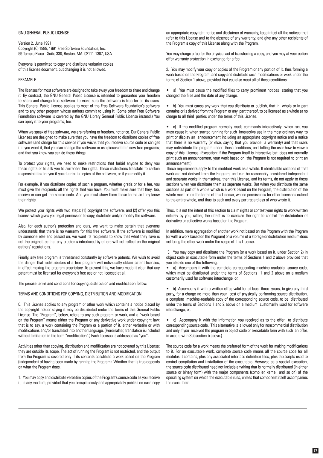 KiSS Networked Entertainment DP-1100 manual GNU GENERAL PUBLIC LICENSE Version 2, June 