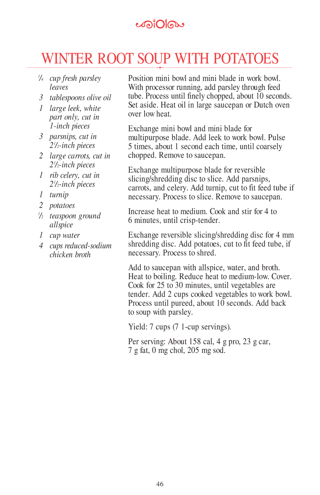 KitchenAid 11 CUP Cup fresh parsley leaves Tablespoons olive oil, Turnip Potatoes, Cup water, Teaspoon ground allspice 