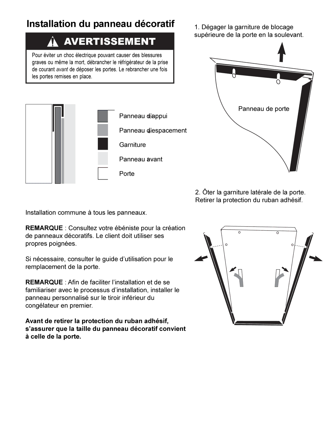 KitchenAid 12884405 dimensions Avertissement 