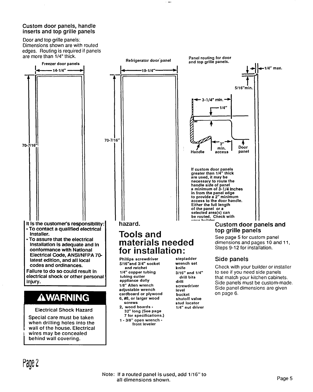 KitchenAid 2000-101 Custom door Panels, handle Inserts and top grille panels, Tied weights may cau!se product Damage.I 