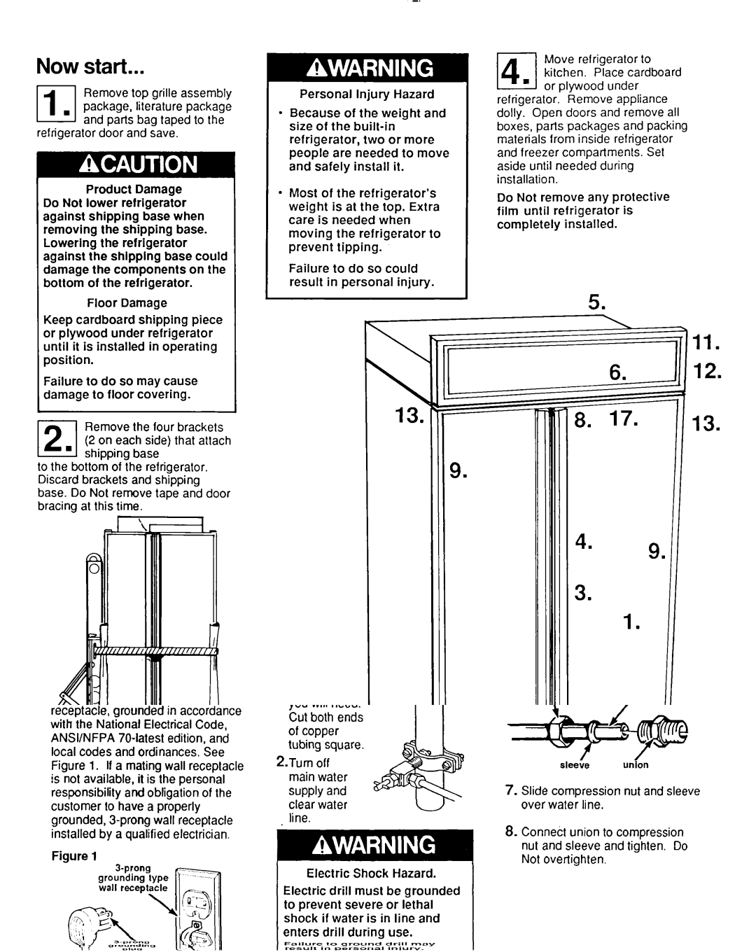 KitchenAid 2000-101 installation instructions Now start, Numbers correspond to steps 