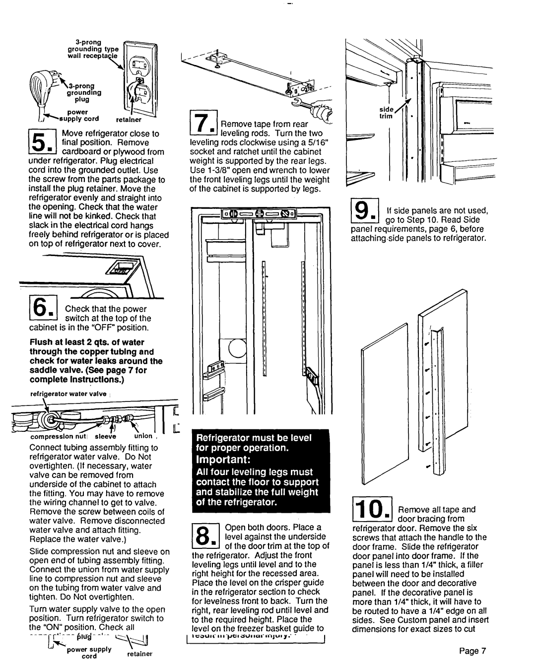 KitchenAid 2000491 Move refrigerator close to /5 final position. Remove, LIf side panels are not used 