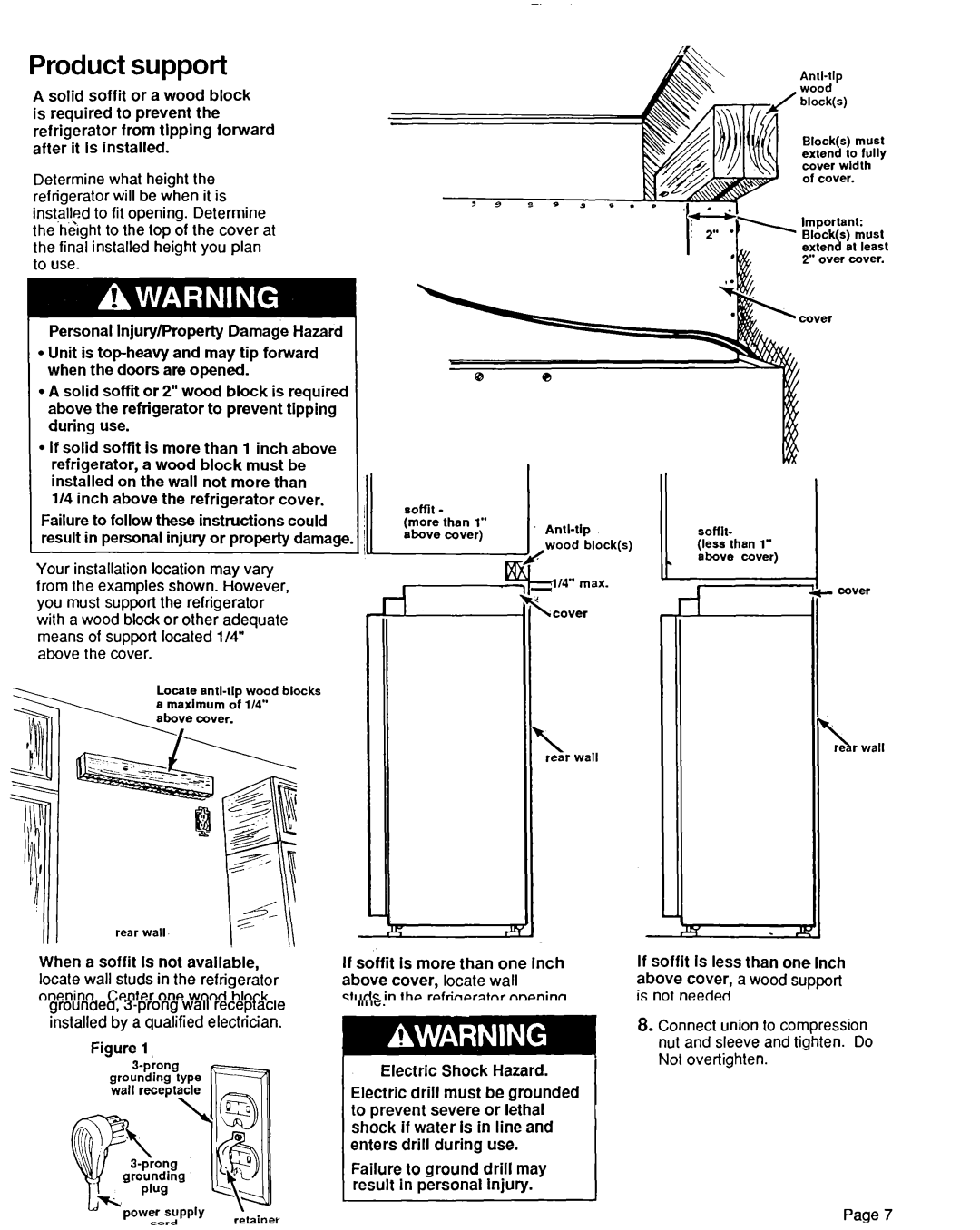 KitchenAid 2000491 Solid soffit or a wood block, Refrigerator From tlpping Forward After it Is Installed 