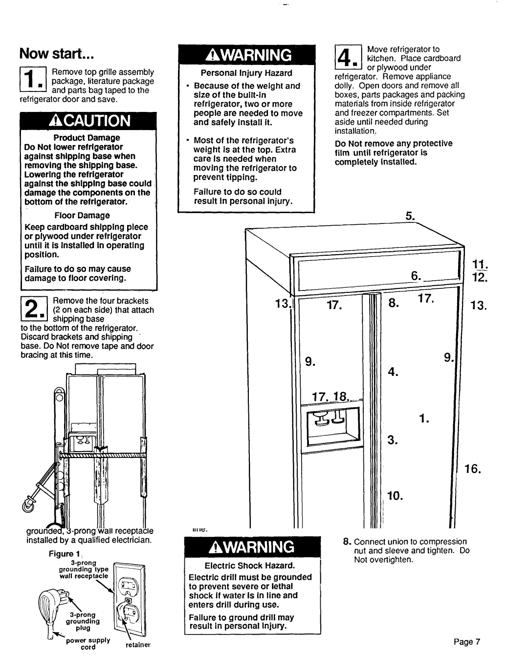 KitchenAid 2000491 installation instructions Now start, Numbers correspotid to steps, Move 