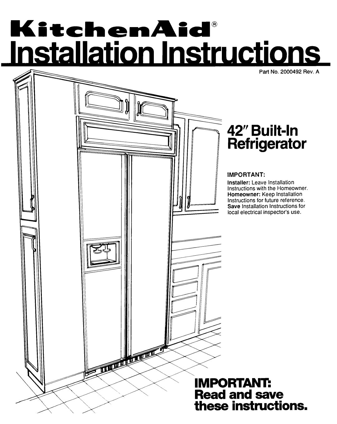 KitchenAid 2000492 manual 