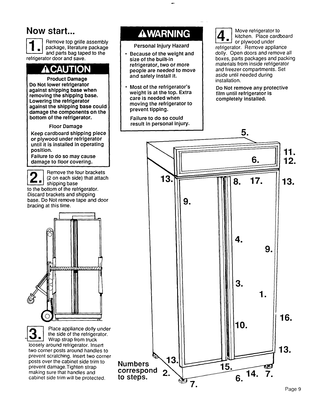 KitchenAid 2000495 installation instructions Now start, Place appliance doily under -El the side of the refrigerator 