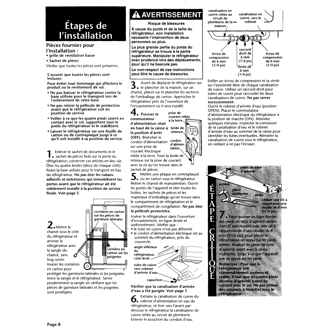 KitchenAid 2003757 installation instructions Pikes fournies pour ’installation 