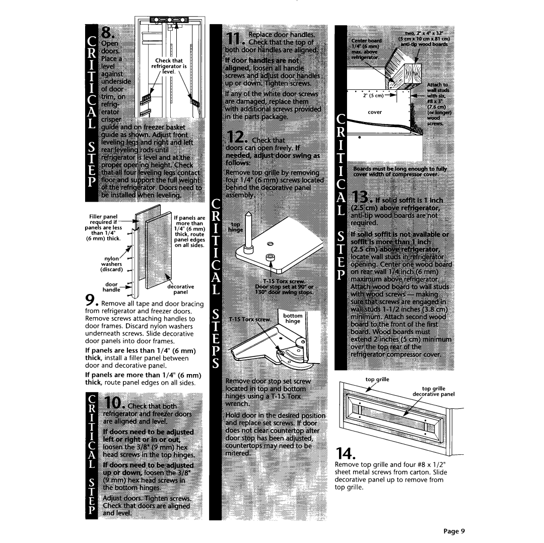 KitchenAid 2003757 installation instructions Filler panel If panels 