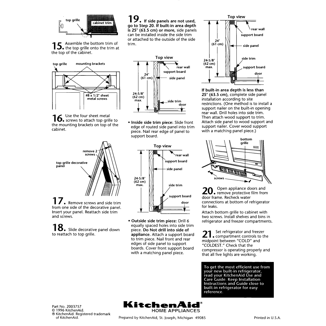 KitchenAid 2003757 installation instructions DUtcHmenAid” 