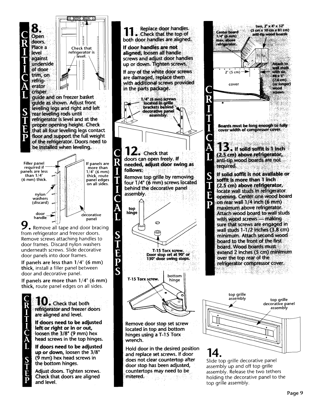 KitchenAid 2004022 Are atigned and teveJ Assembiy, Remove all taDe and door bracinq, Freezer doors Remove screws Attaching 