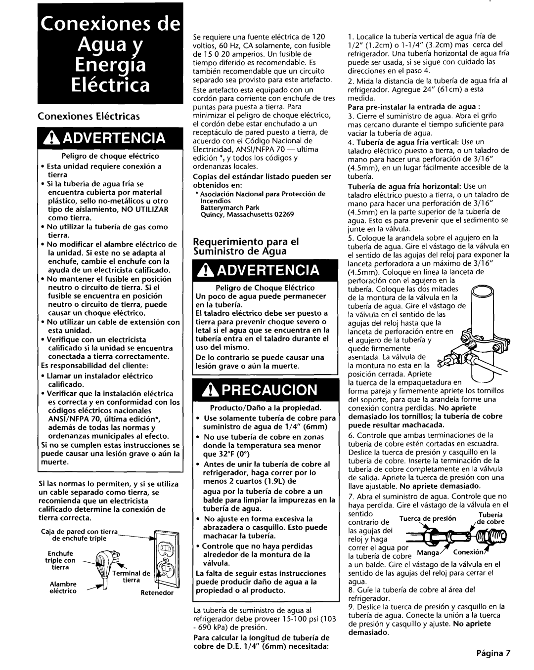 KitchenAid 2004022 installation instructions Conexiones Ektricas, Requerimiento para el Suministro de Aqua 