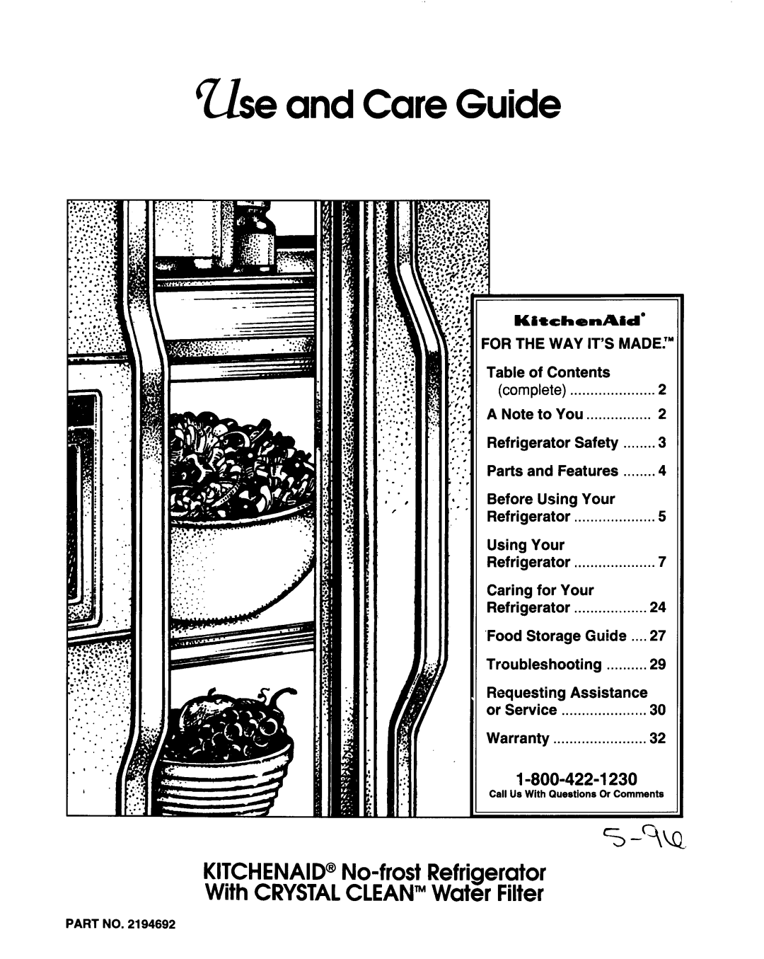 KitchenAid 2194692 manual 