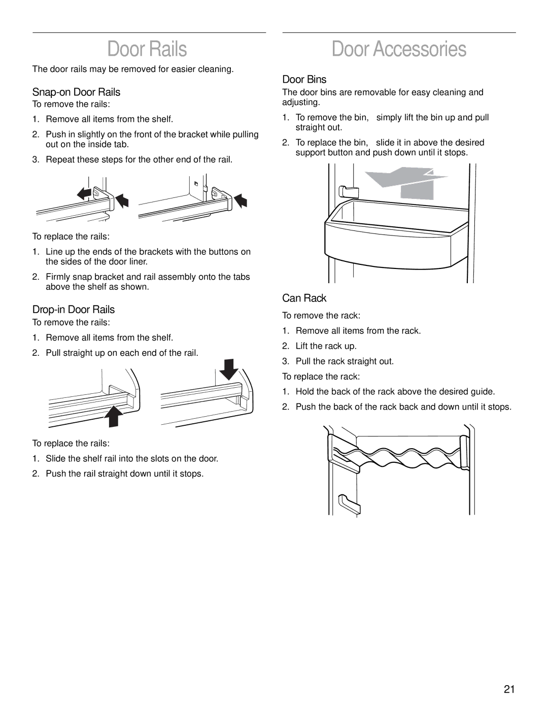 KitchenAid 2200139A manual Door Rails, Door Accessories 