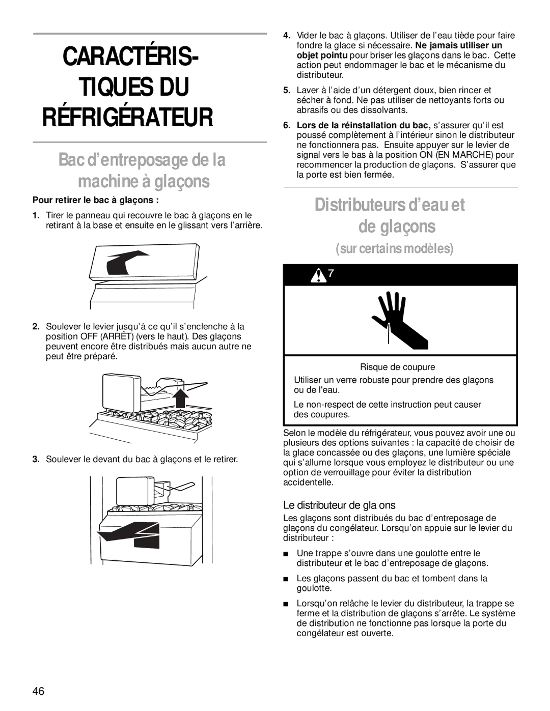 KitchenAid 2200139A Caractéris Tiques DU, Bac d’entreposage de la Machine à glaçons, Distributeurs d’eau et De glaçons 