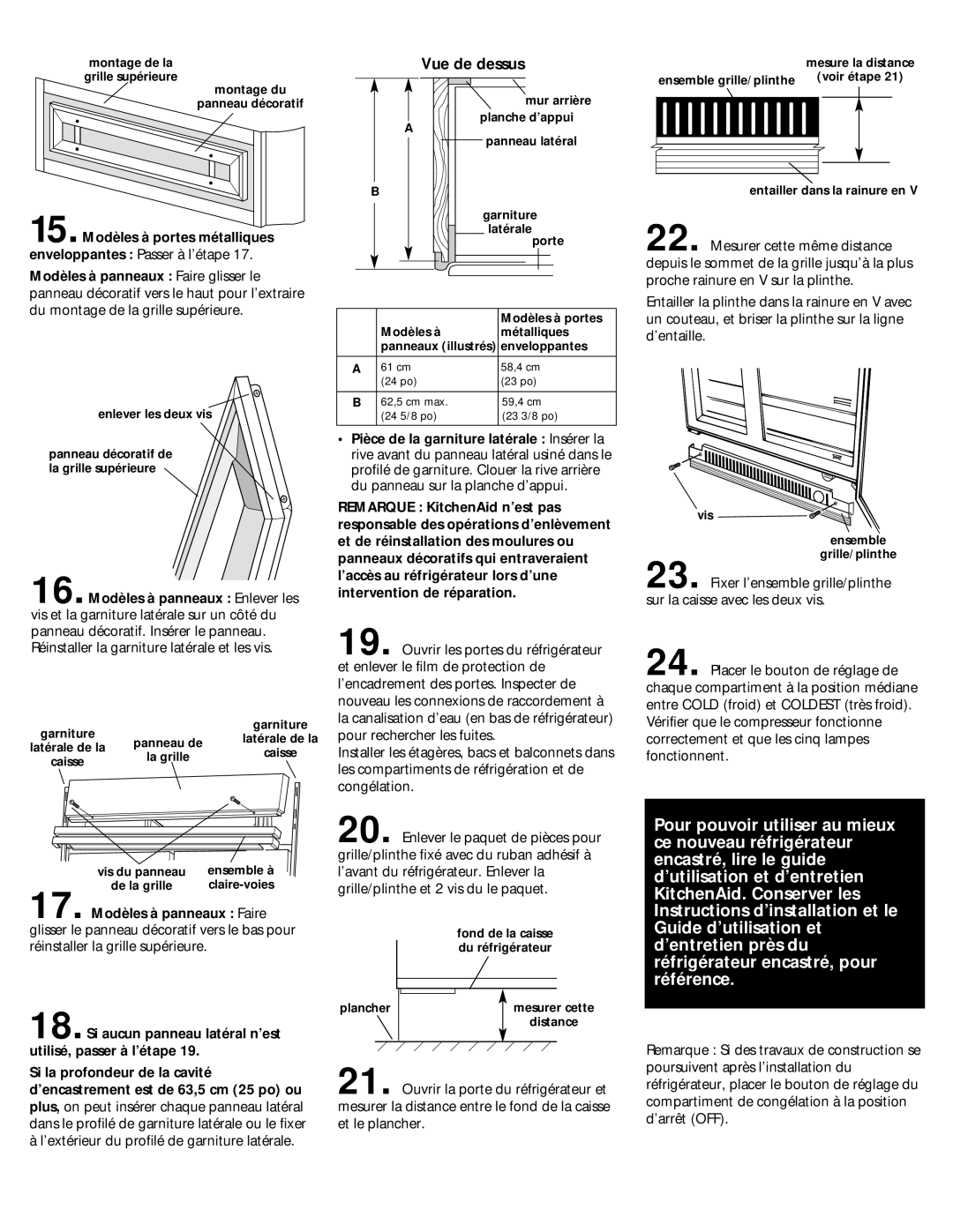 KitchenAid 2209478 manual Vue de dessus 