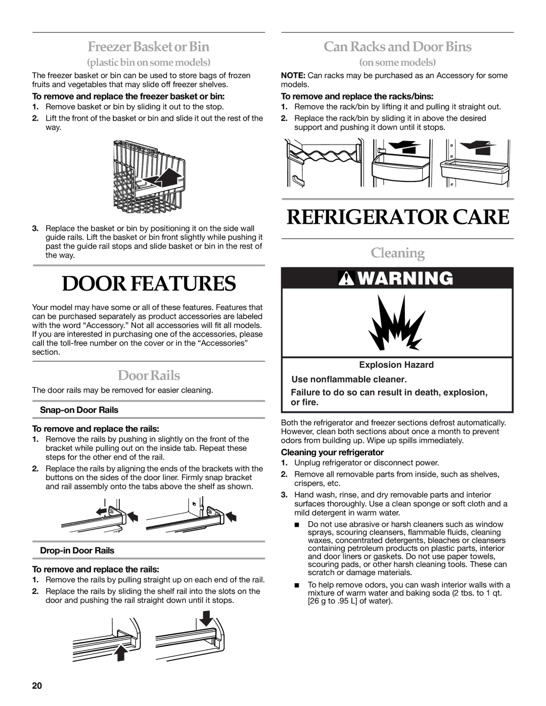 KitchenAid 2255706 manual Refrigerator Care, Door Features 