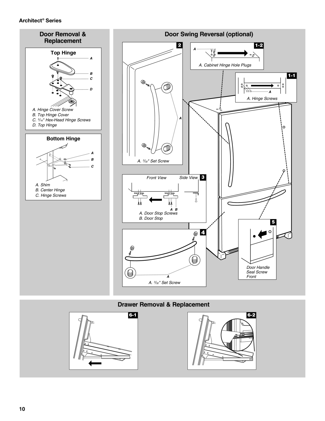 KitchenAid 2300262, 12828134 manual Door Swing Reversal optional, Architect Series 