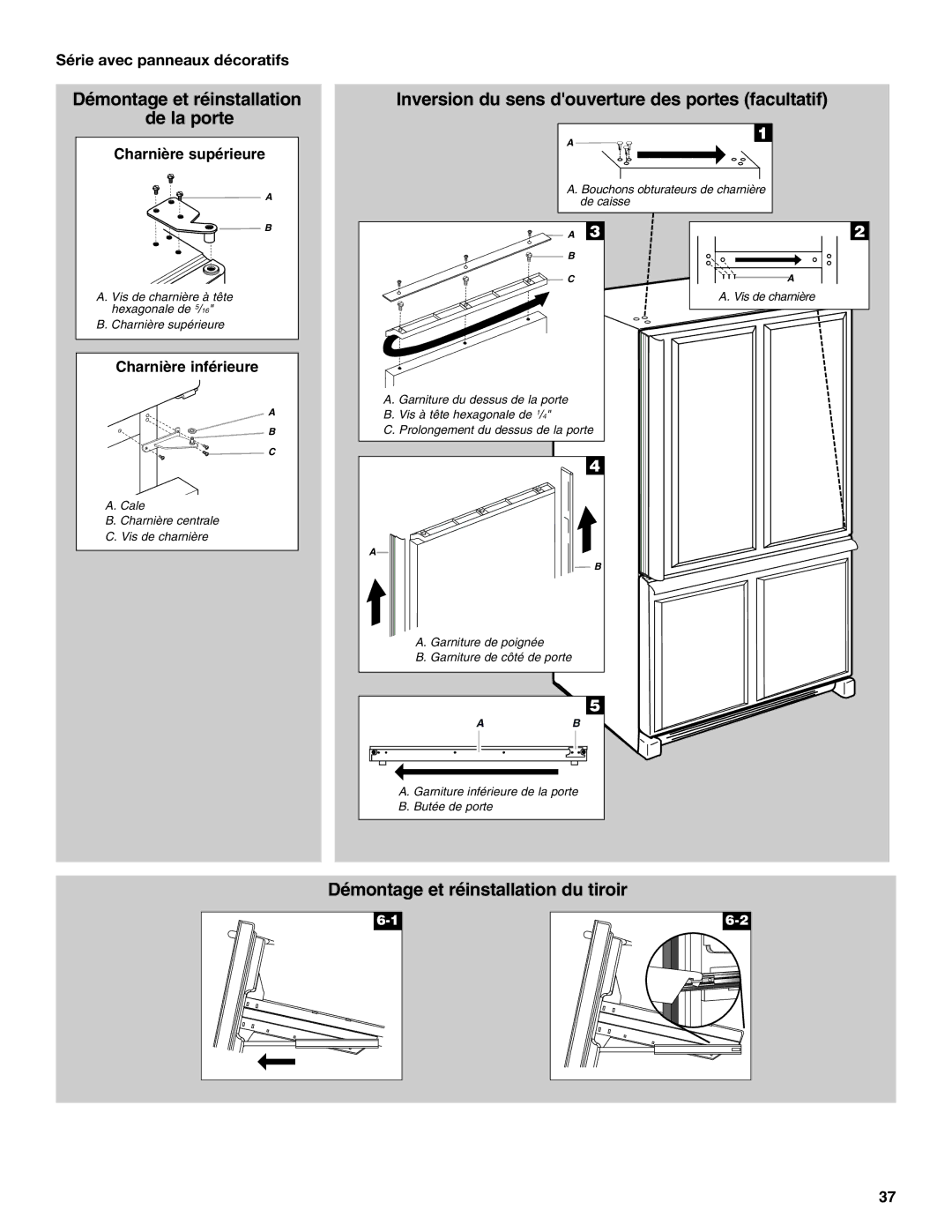 KitchenAid 12828134, 2300262 manual Série avec panneaux décoratifs, Garniture de poignée 