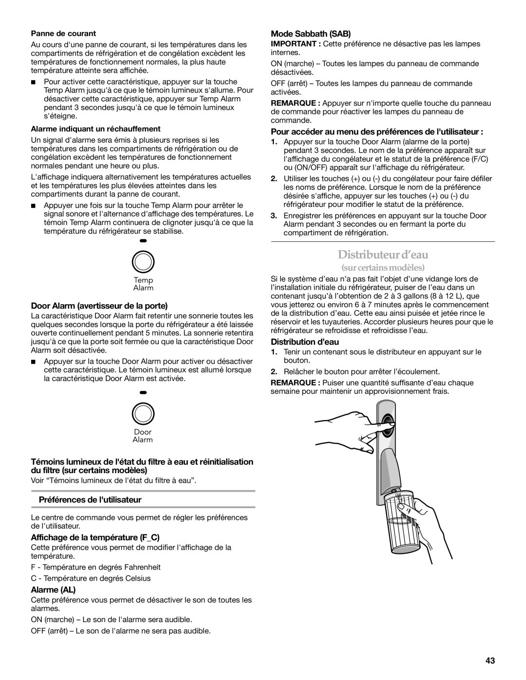 KitchenAid 12828134, 2300262 manual Distributeur d’eau 