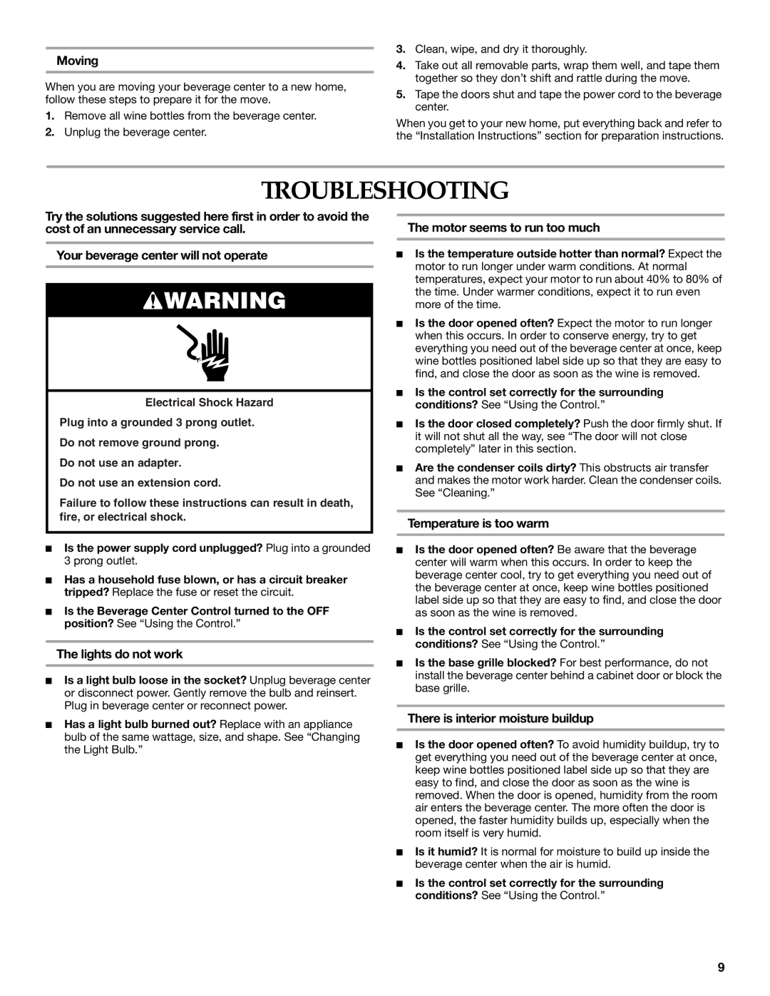 KitchenAid 2300276B manual Troubleshooting 