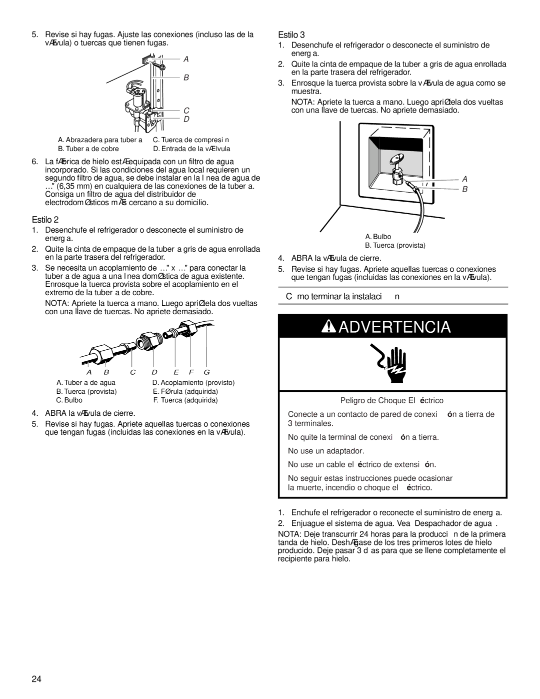 KitchenAid 2302428 warranty Cómo terminar la instalación 