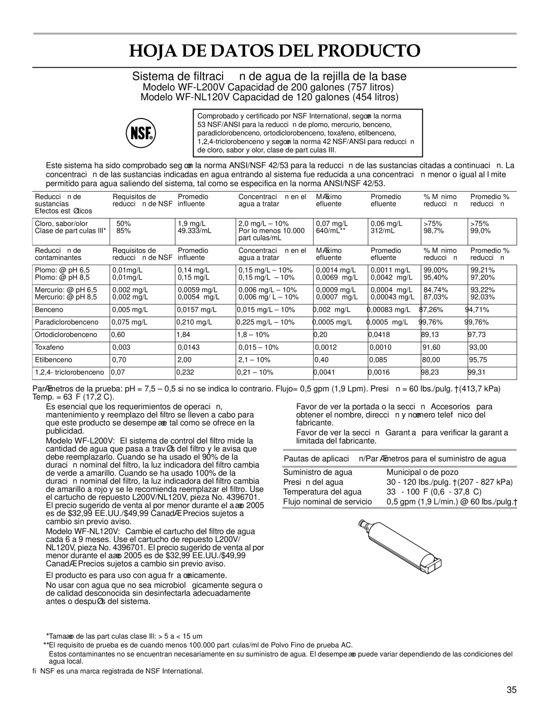 KitchenAid 2302428 warranty Hoja DE Datos DEL Producto, Pautas de aplicación/Parámetros para el suministro de agua 