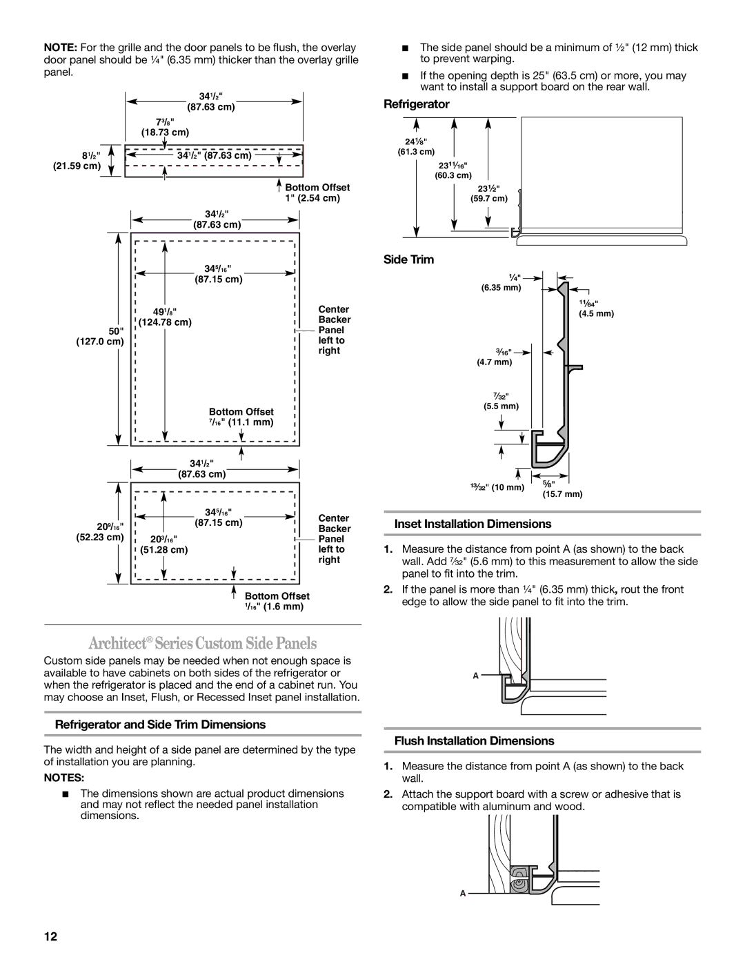 KitchenAid 2307890A manual Architect SeriesCustom Side Panels 