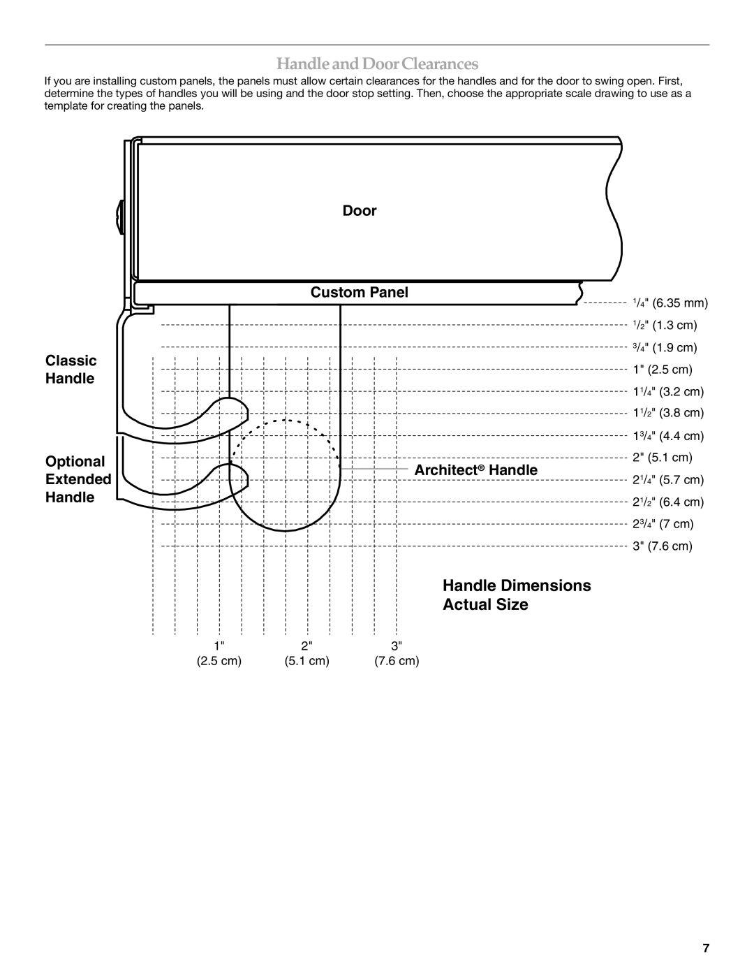 KitchenAid 2307890A manual Handle and Door Clearances 