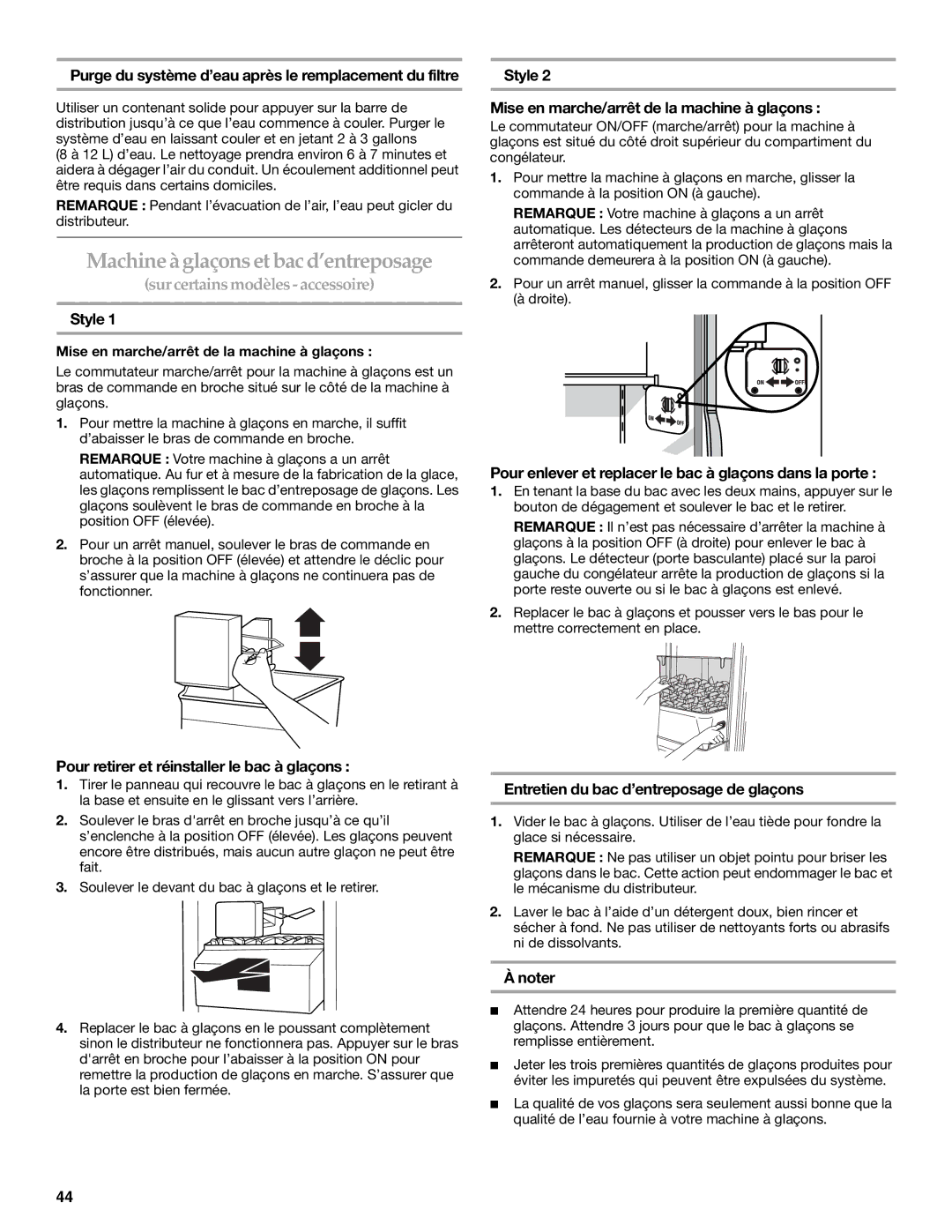 KitchenAid 2308307 manual Machineàglaçons et bacd’entreposage, Sur certains modèles- accessoire 