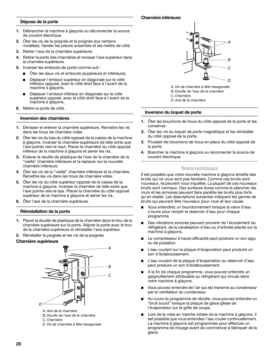 KitchenAid 2313787 manual Sons normaux 