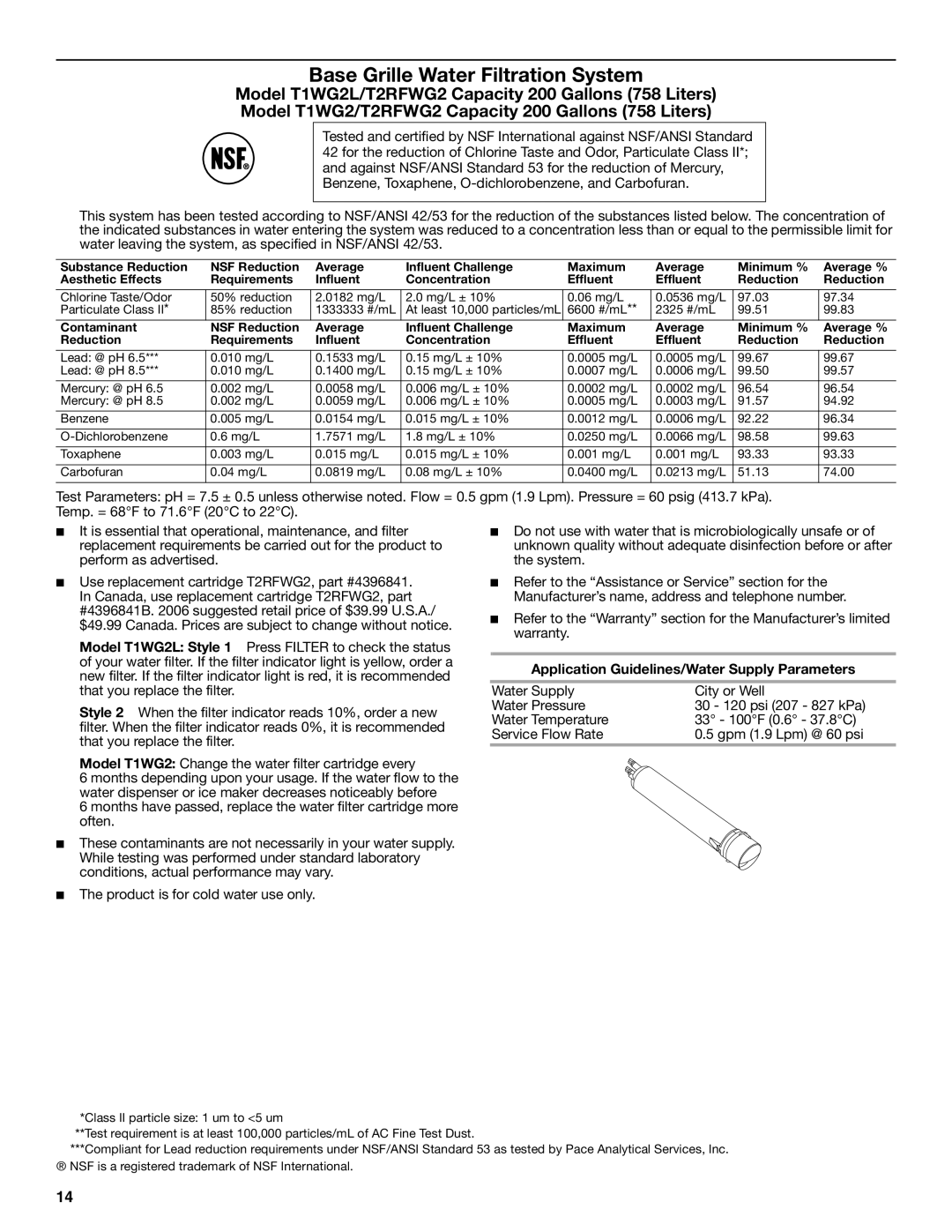 KitchenAid 2315184A warranty Base Grille Water Filtration System 