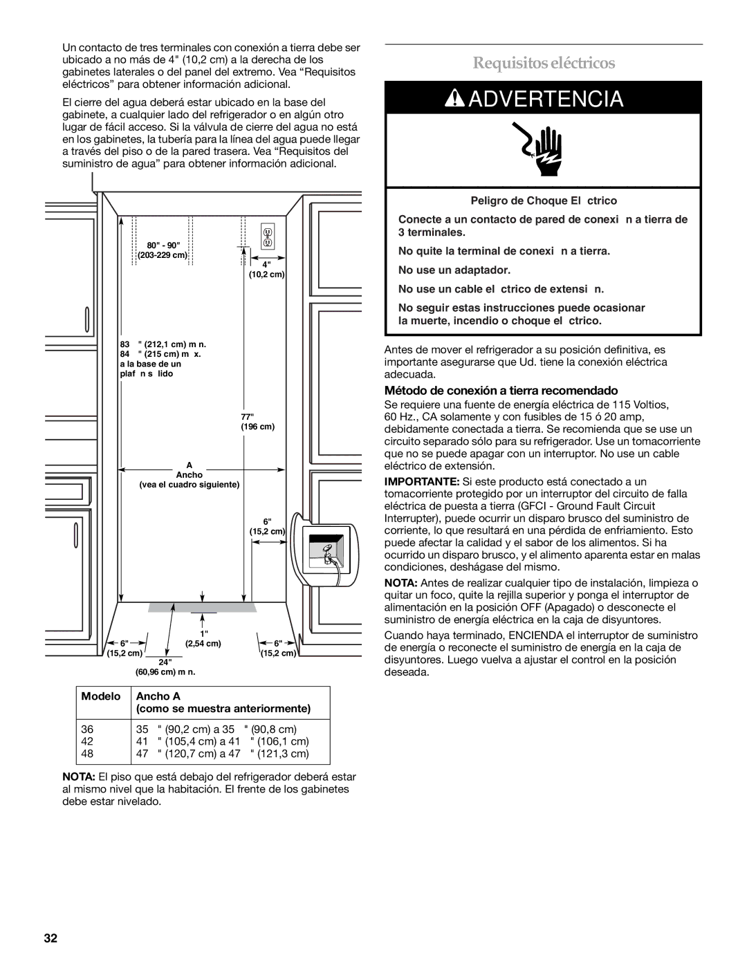 KitchenAid 2316565B manual Requisitoseléctricos, Método de conexión a tierra recomendado 