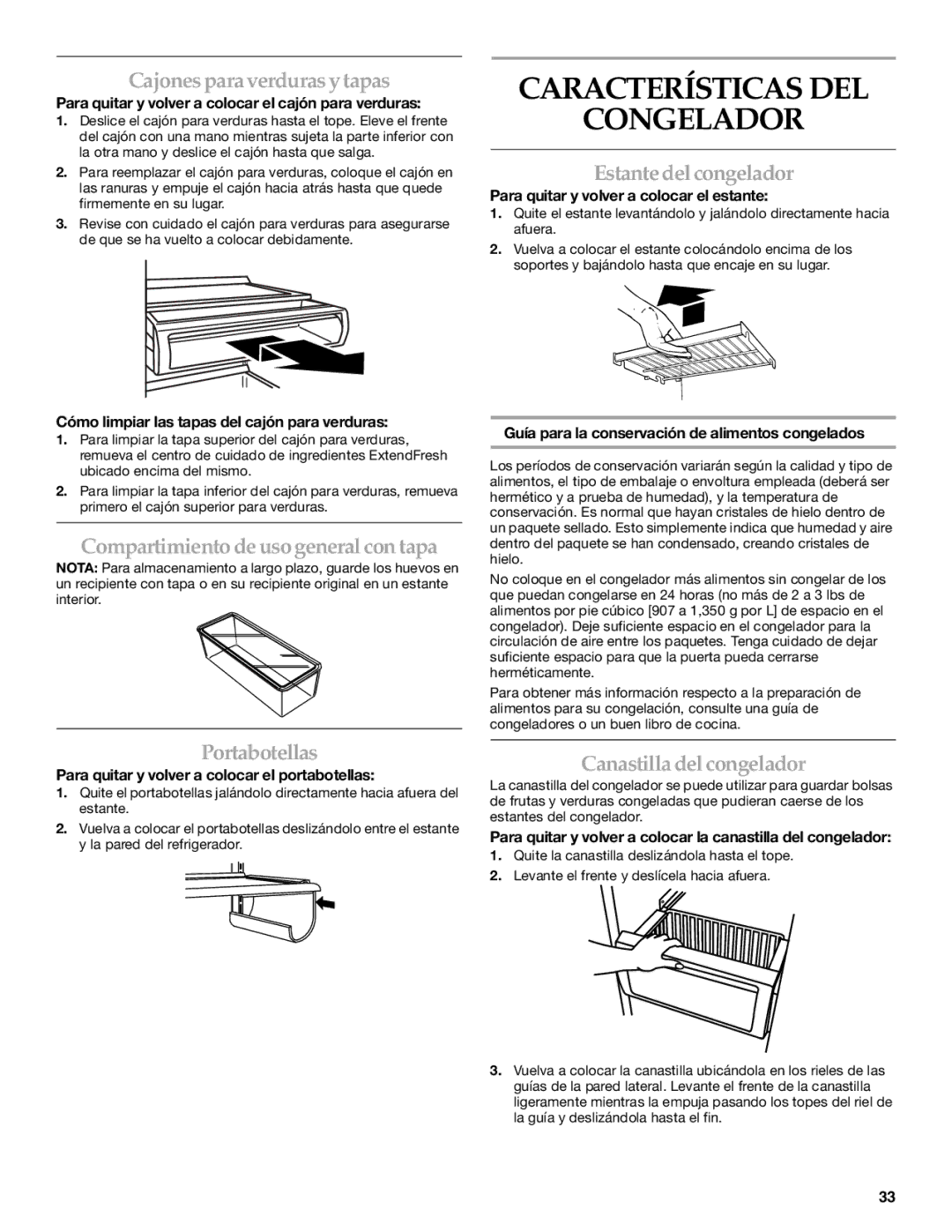 KitchenAid 2317086 manual Características DEL Congelador 